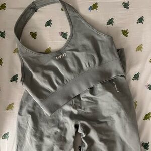 LIVFIT Gray Sports Bra and Leggings Set
